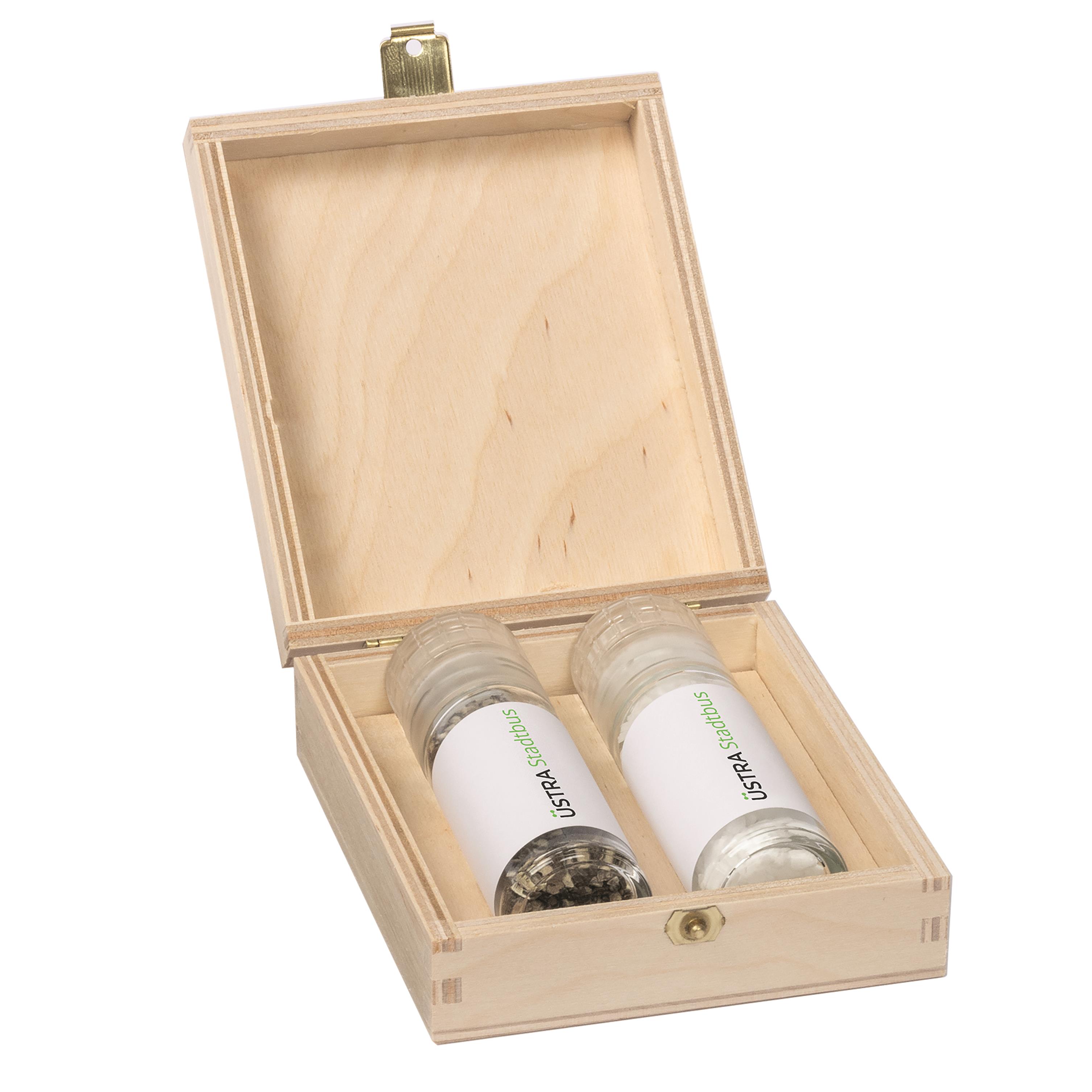 Holzbox f�r w�rzige �Mini� M�hlen - 2er Set