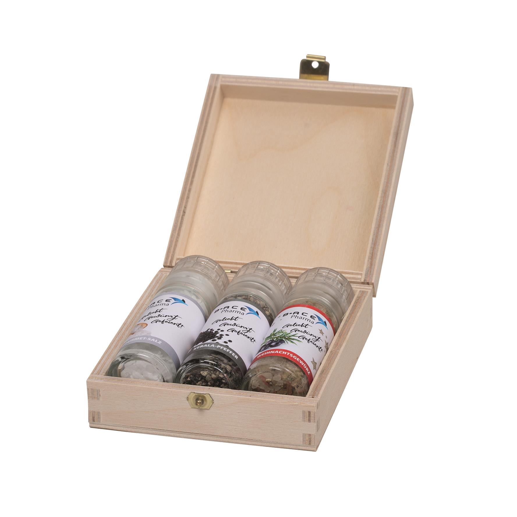 Holzbox f�r s��e �Mini� M�hlen - 3er Set