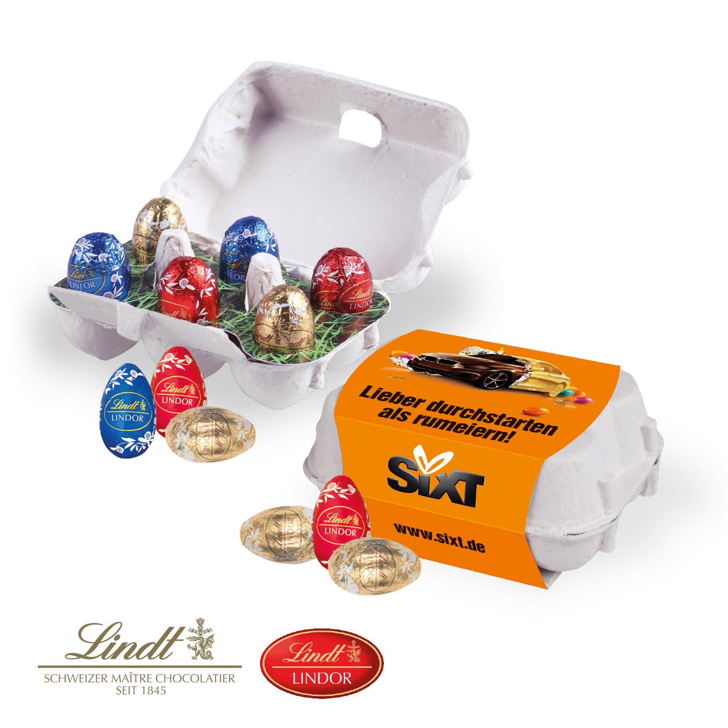 Schoko-Eier 6er Set mit Lindt Schokolade Lindt